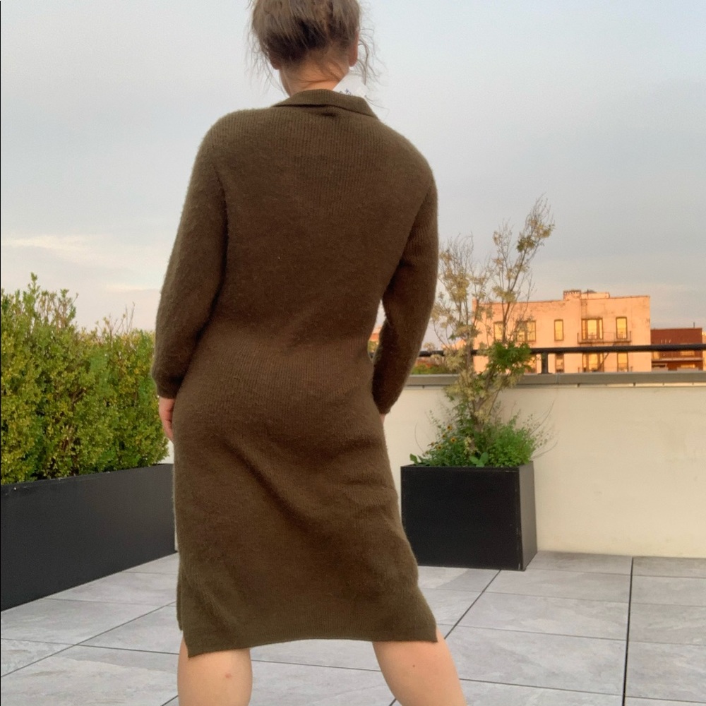 SOLD ON MERC Italian Knit Thick Long Mohair Wool Duster Cardigan Army Green - Picture 6 of 16